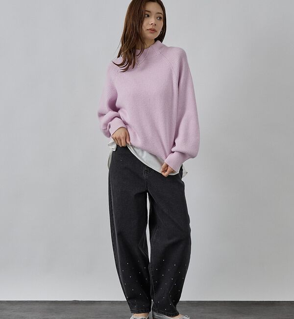 abahouse mavie「片畦モックネックプルオーバー」|ニット・セーター|