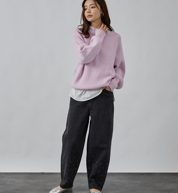 abahouse mavie「片畦モックネックプルオーバー」|ニット・セーター|