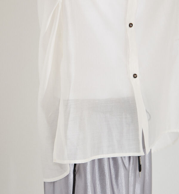 NOMINE「【セットアップ着用可】シアー コンビ5分袖 襟付きシャツ」|シャツ・ブラウス|