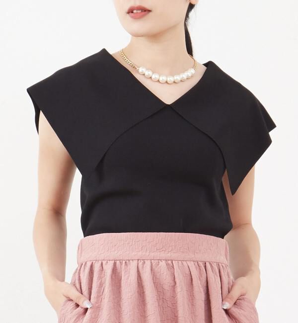 TIARA「ビッグカラーニット」|ニット・セーター|ブラック