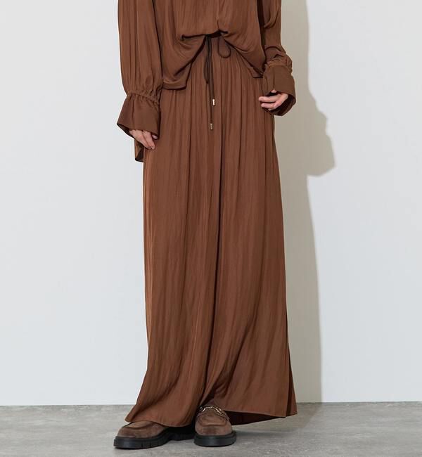 Liesse「割繊シャーリングナロースカート」|スカート|ブラウン