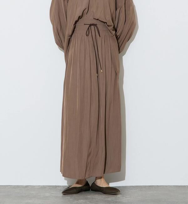 Liesse「割繊シャーリングナロースカート」|スカート|カーキ