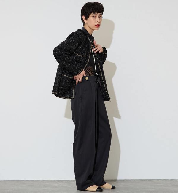 Liesse「ブレード使いノーカラーツイードジャケット」|ノーカラージャケット|