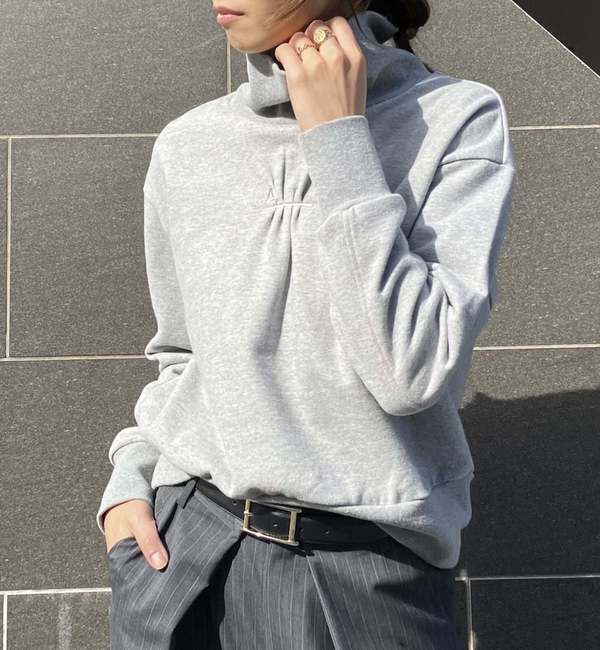 A_「【A＿/エース】ハイネックギャザーロゴ刺繍入りロングスリーブ」|スウェット・ジャージ|杢グレー