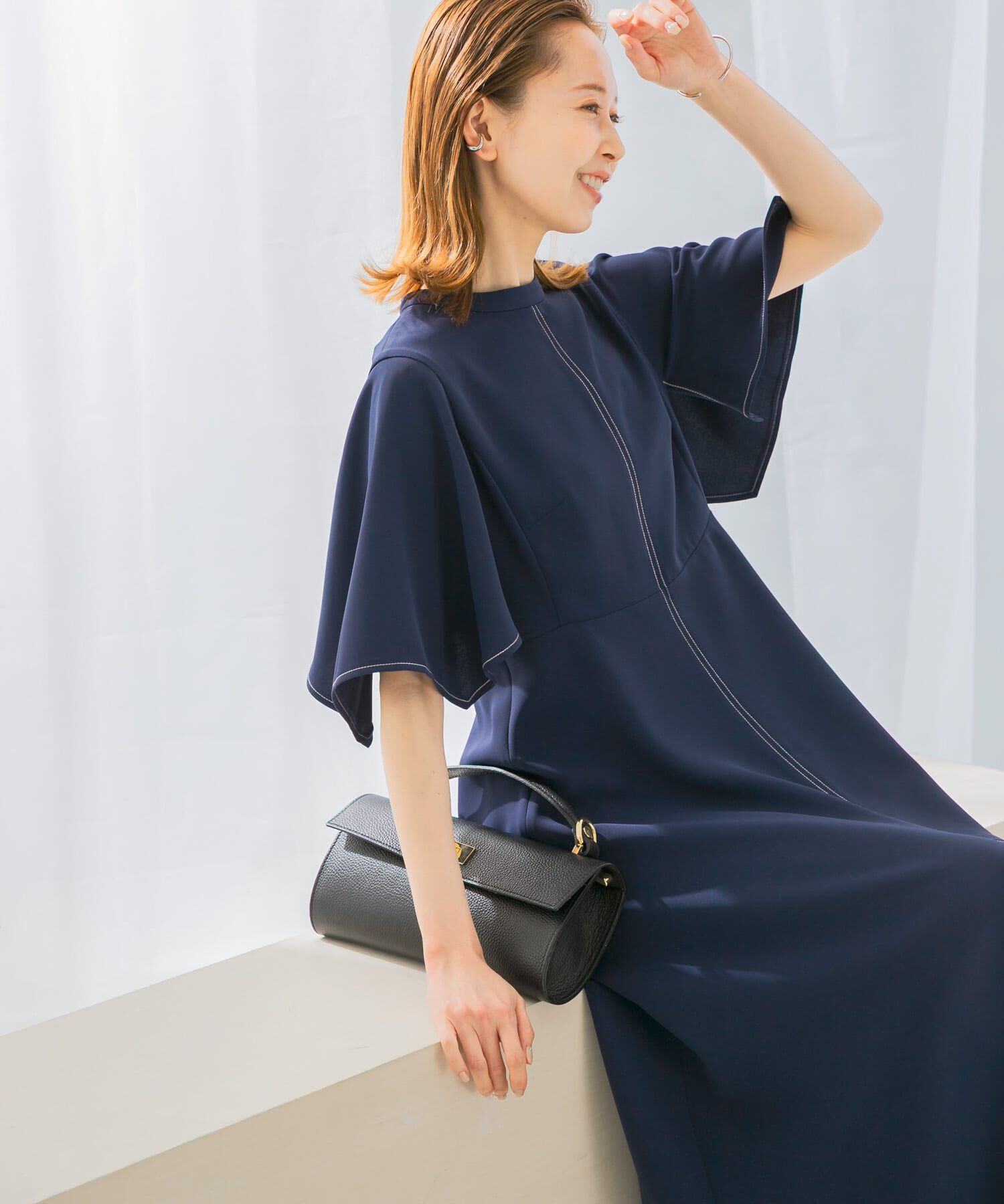 URBAN RESEARCH ROSSO「フレアスリーブステッチデザインワンピース」|ワンピース|