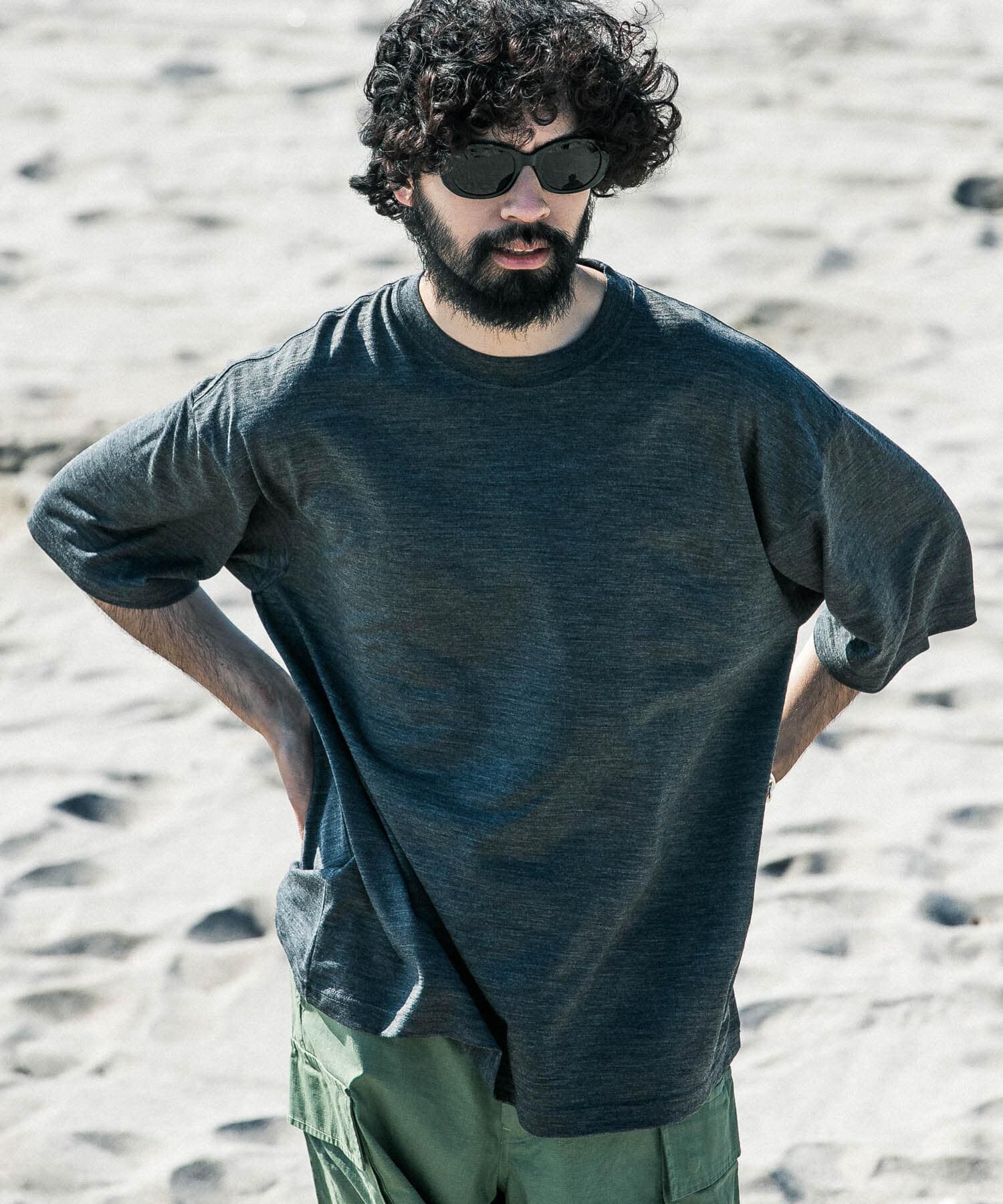 URBAN RESEARCH「new basic　ウォッシャブルメリノウールショートスリーブTシャツ」|Tシャツ・カットソー|チャコールグレー