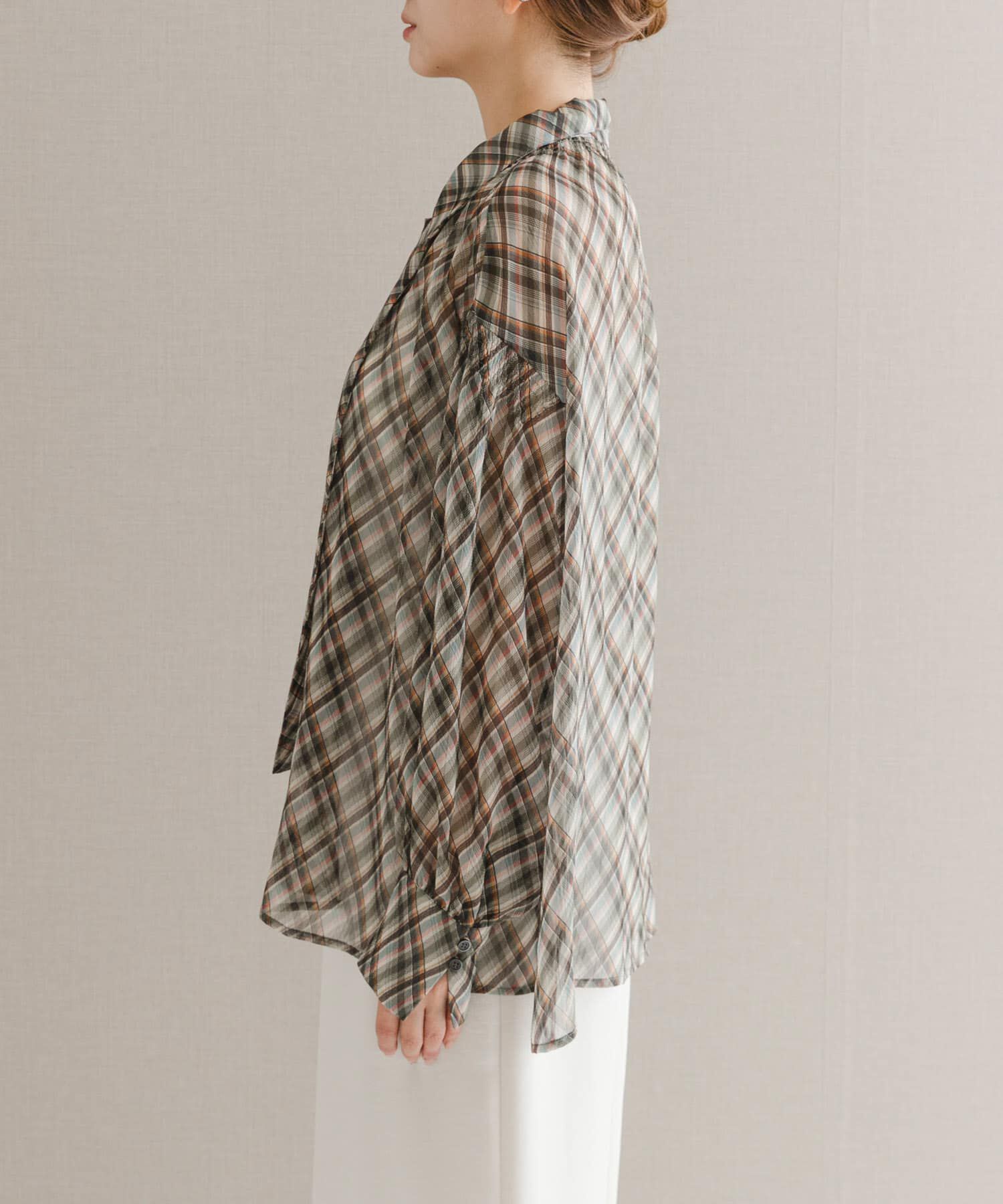 URBAN RESEARCH ROSSO「チェックボウタイボリュームブラウス」|シャツ・ブラウス|