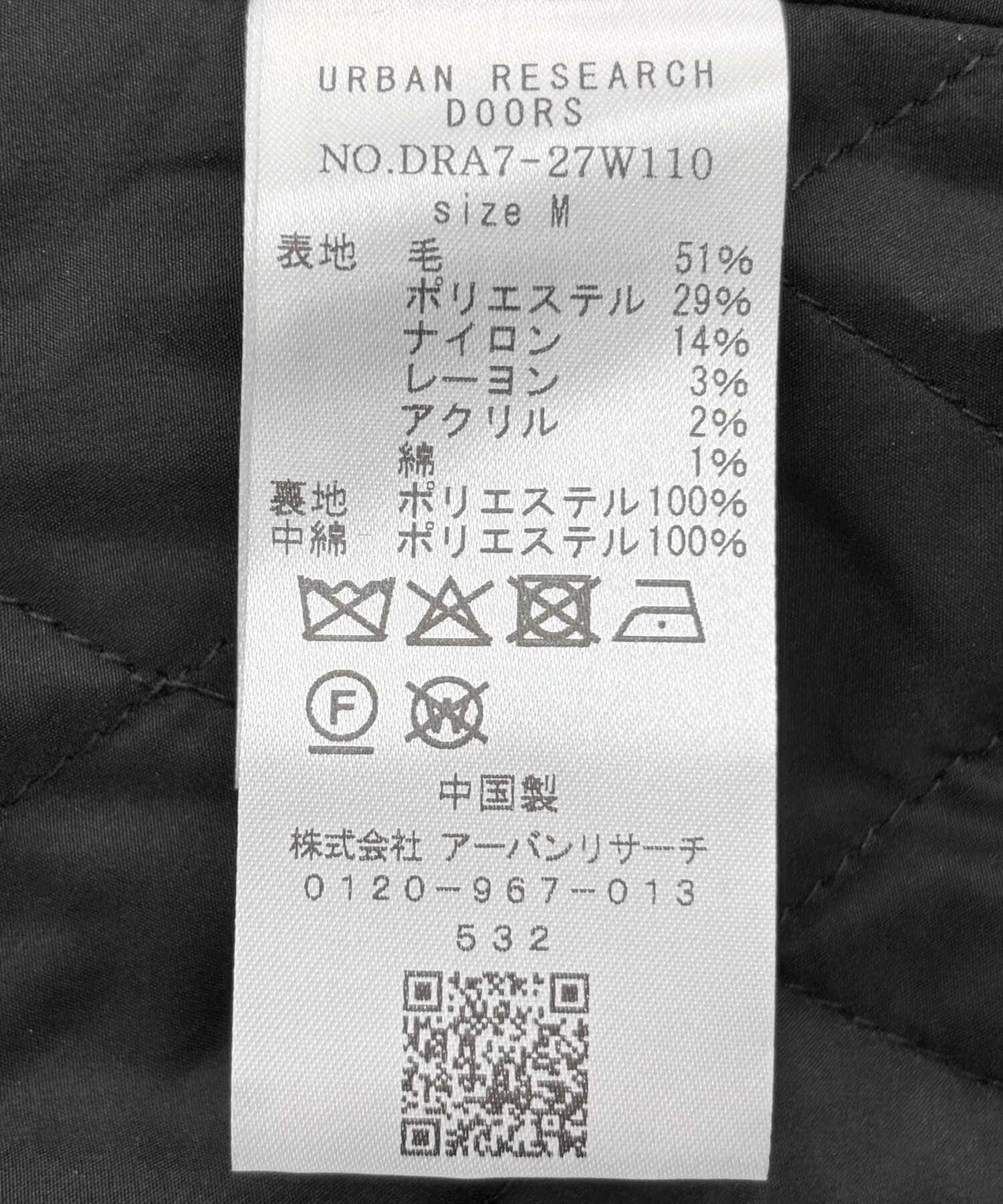 URBAN RESEARCH DOORS「中綿ウールショートコート」|ノーカラーコート|