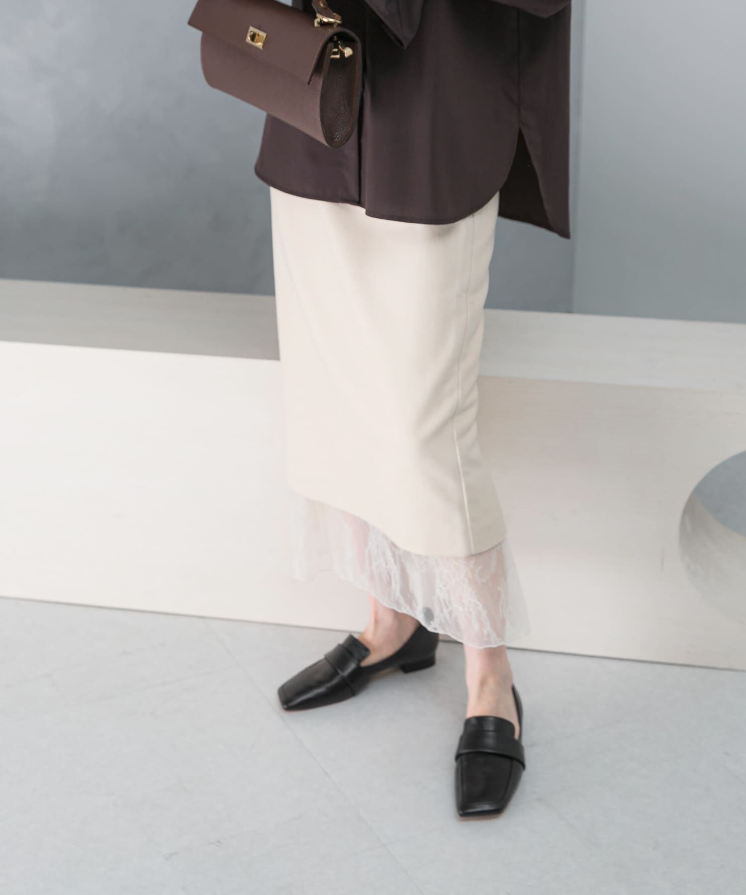 URBAN RESEARCH ROSSO「レースレイヤードミディスカート」|スカート|アイボリー