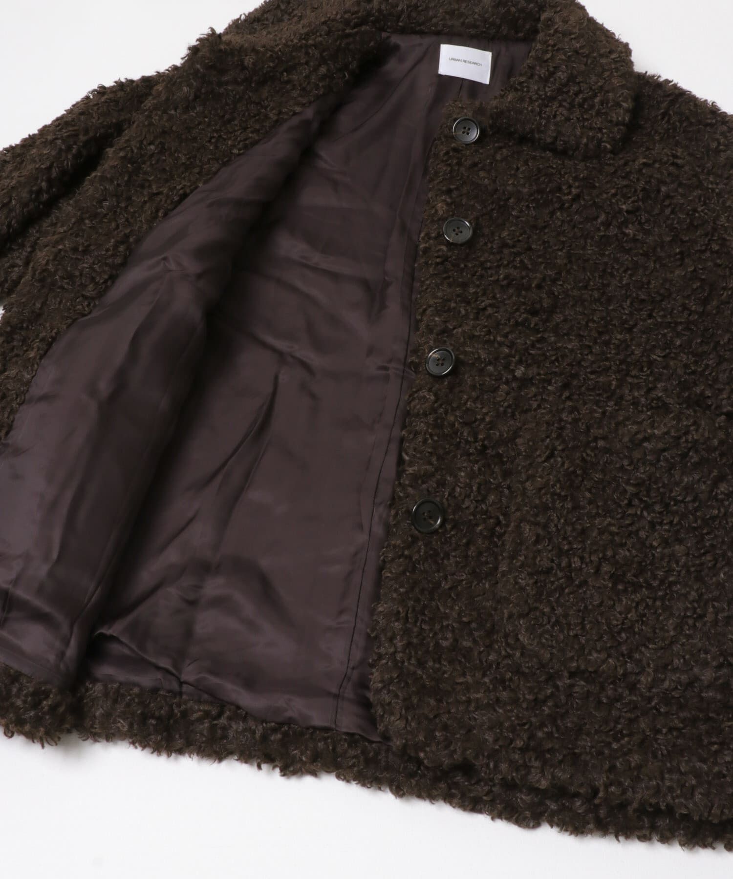 URBAN RESEARCH「ECOPELカーリーファーコート」|ノーカラーコート|