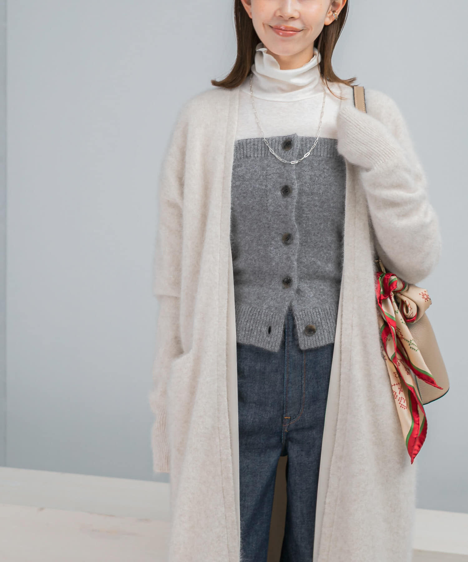 URBAN RESEARCH ROSSO「ファーニットロングガウン」|カーディガン|