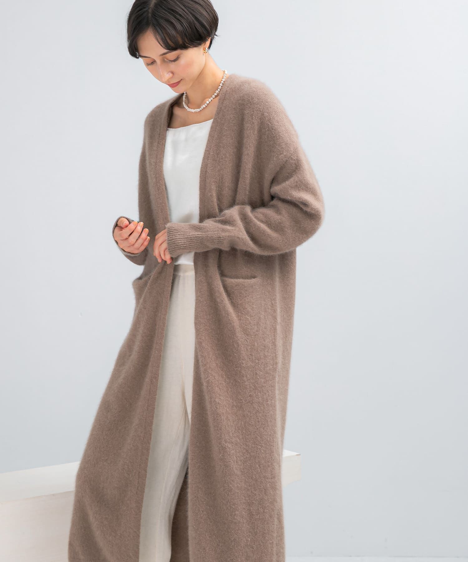 URBAN RESEARCH ROSSO「ファーニットロングガウン」|カーディガン|