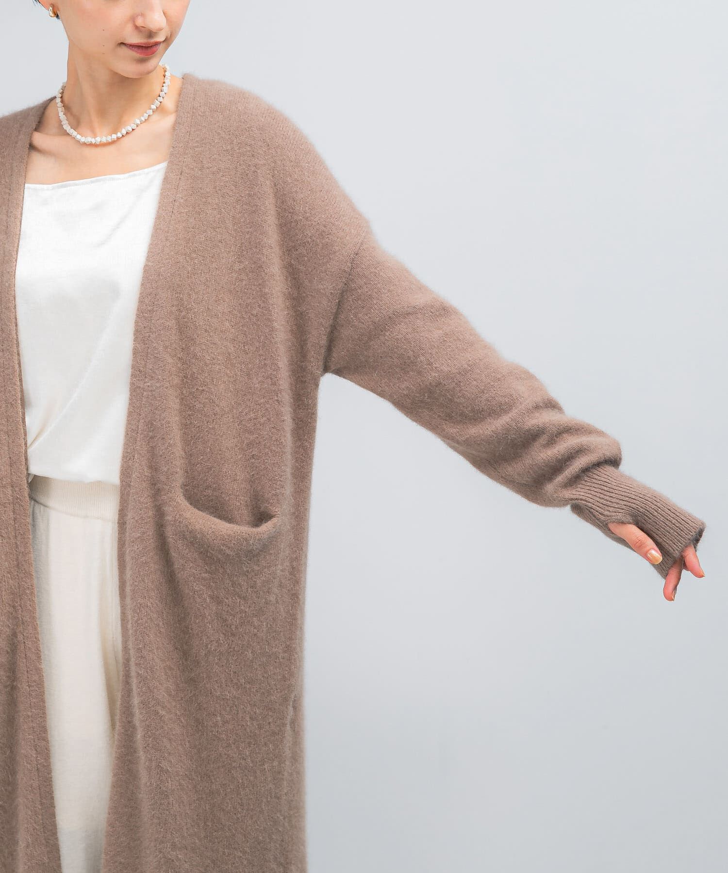 URBAN RESEARCH ROSSO「ファーニットロングガウン」|カーディガン|