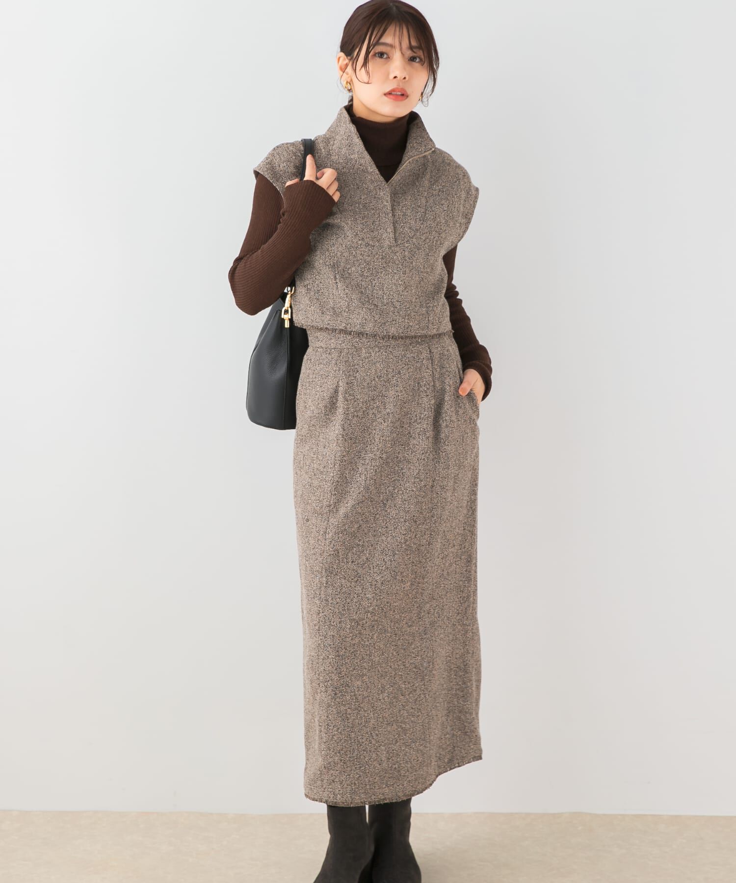 URBAN RESEARCH ROSSO「F by ROSSO　ツイードハーフZIPプルオーバー+スカート」|その他|