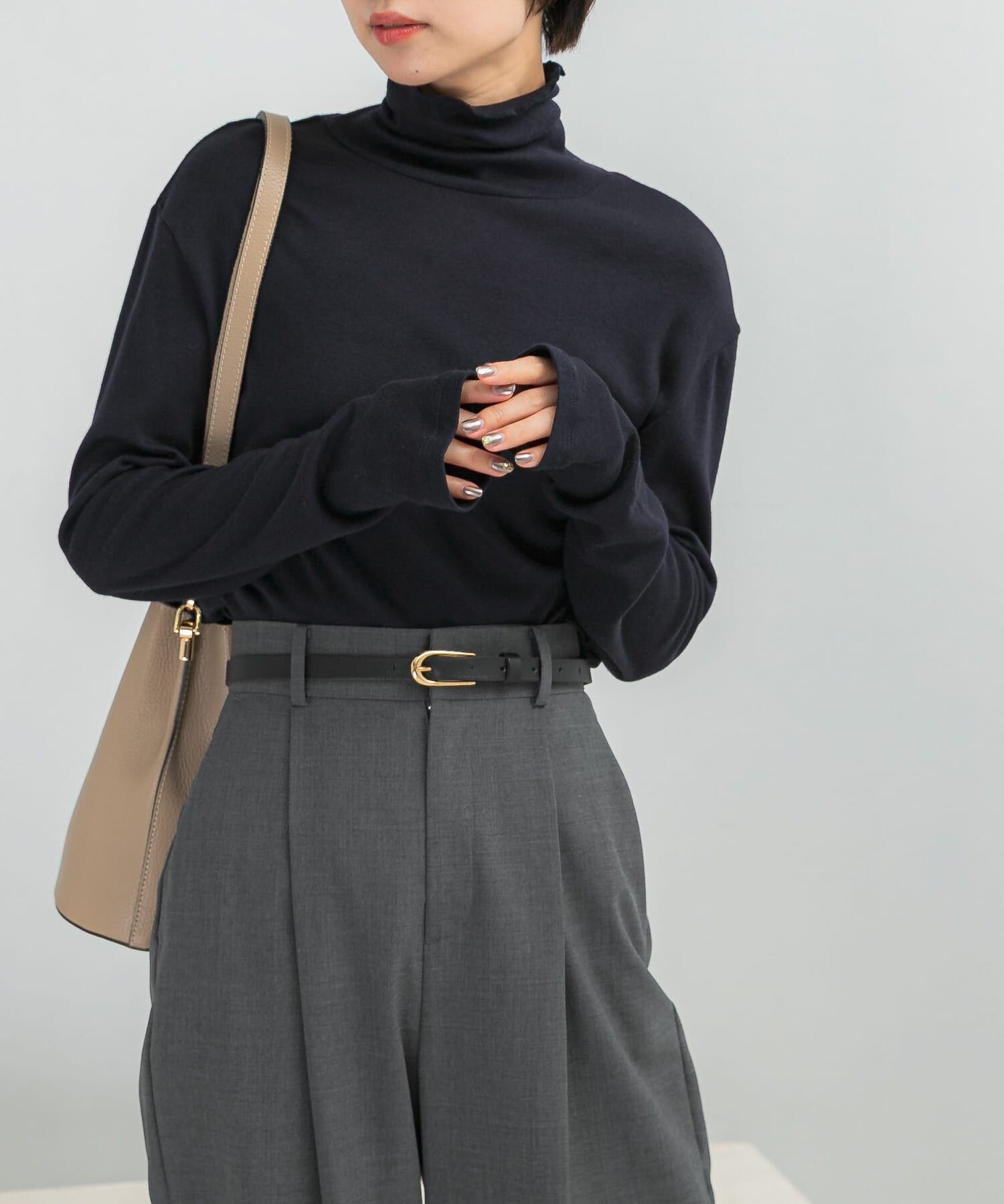 URBAN RESEARCH ROSSO「コットンカシミヤハイネックカットソー」|Tシャツ・カットソー|ネイビー