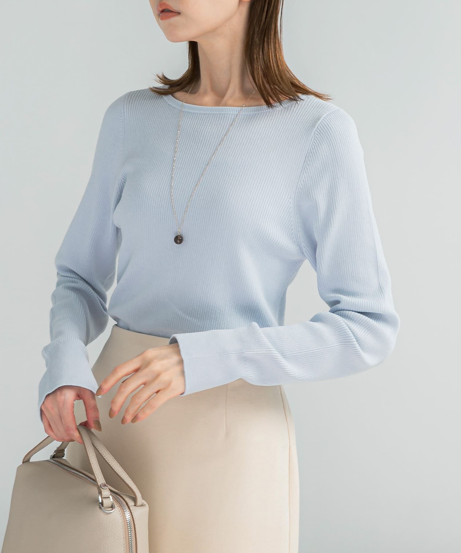 URBAN RESEARCH ROSSO「シルク混スリットスリーブリブニット」|ニット・セーター|ブルー系その他