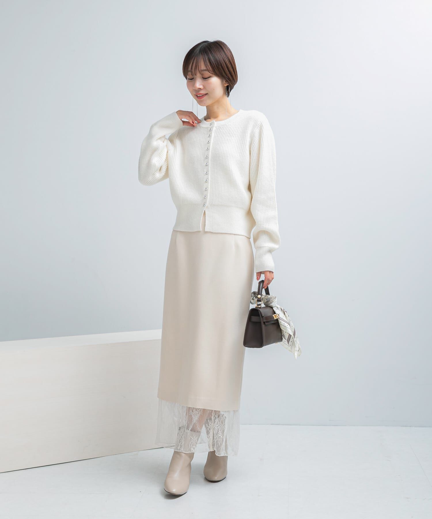 URBAN RESEARCH ROSSO「ボタンデザインニットプルオーバー」|カーディガン|