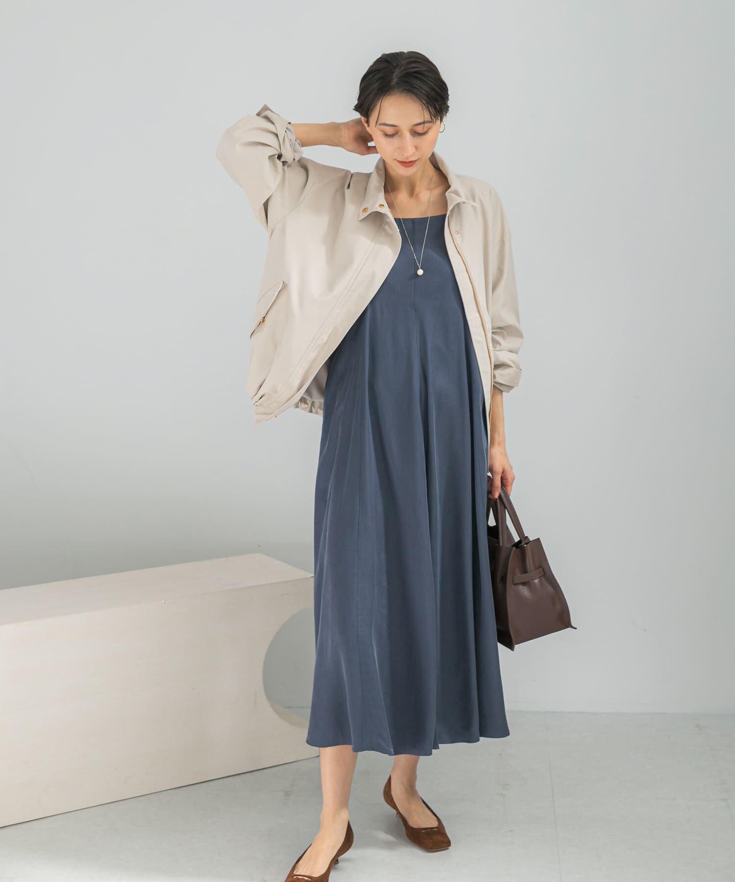 URBAN RESEARCH ROSSO「撥水スタンドカラーミドルコート」|ノーカラーコート|