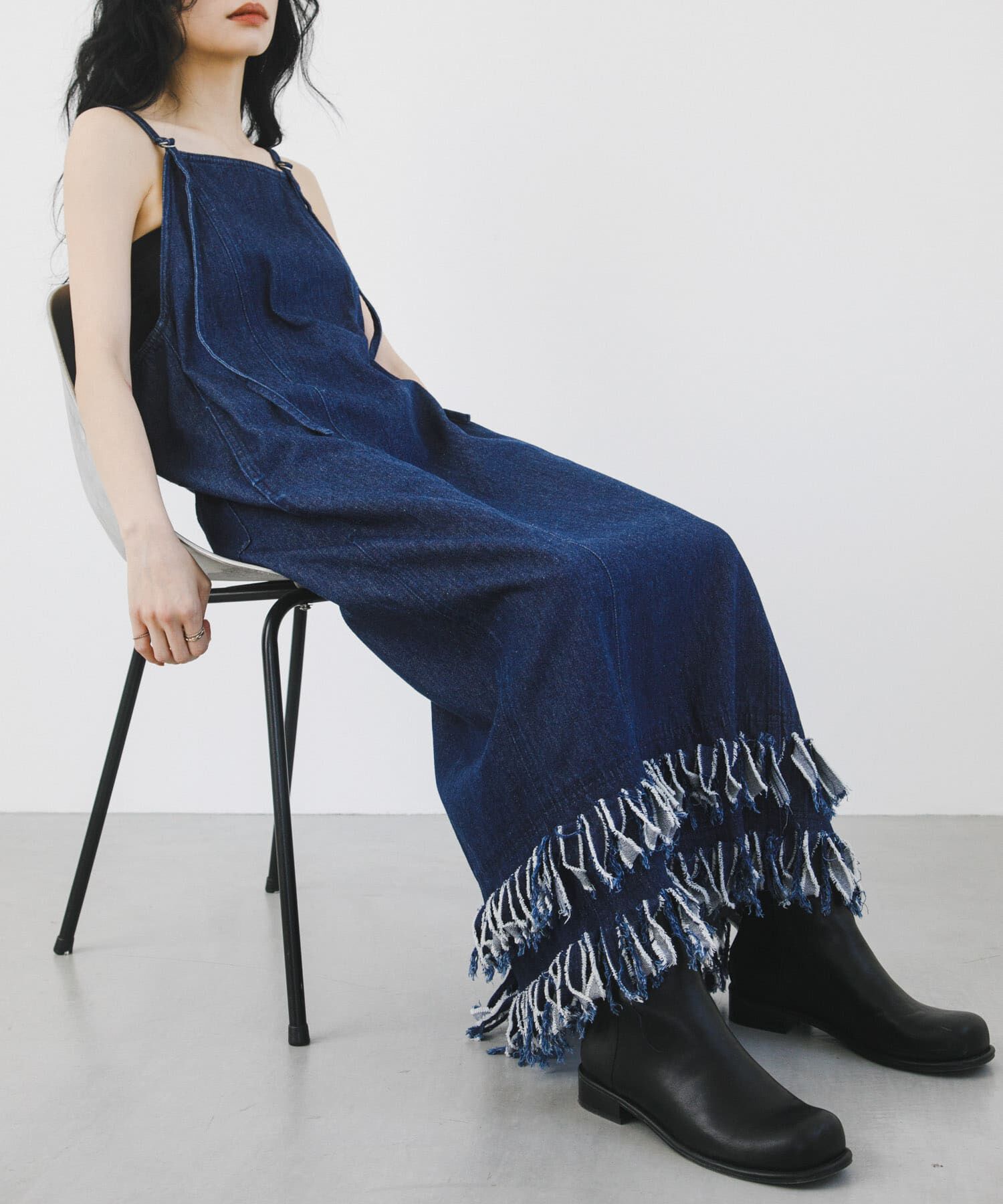  「フリンジデニムキャミワンピース」|ワンピース|