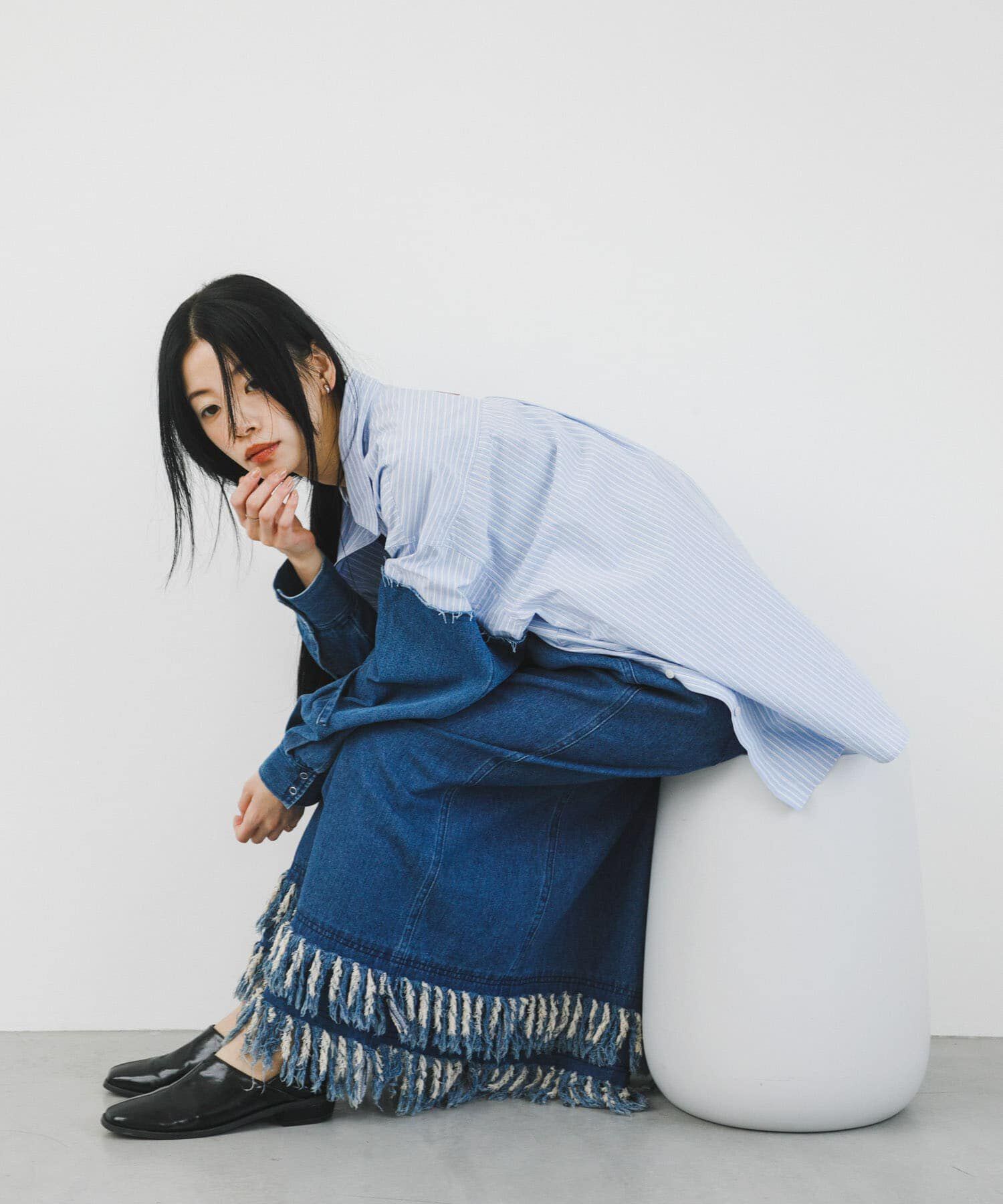  「フリンジデニムキャミワンピース」|ワンピース|