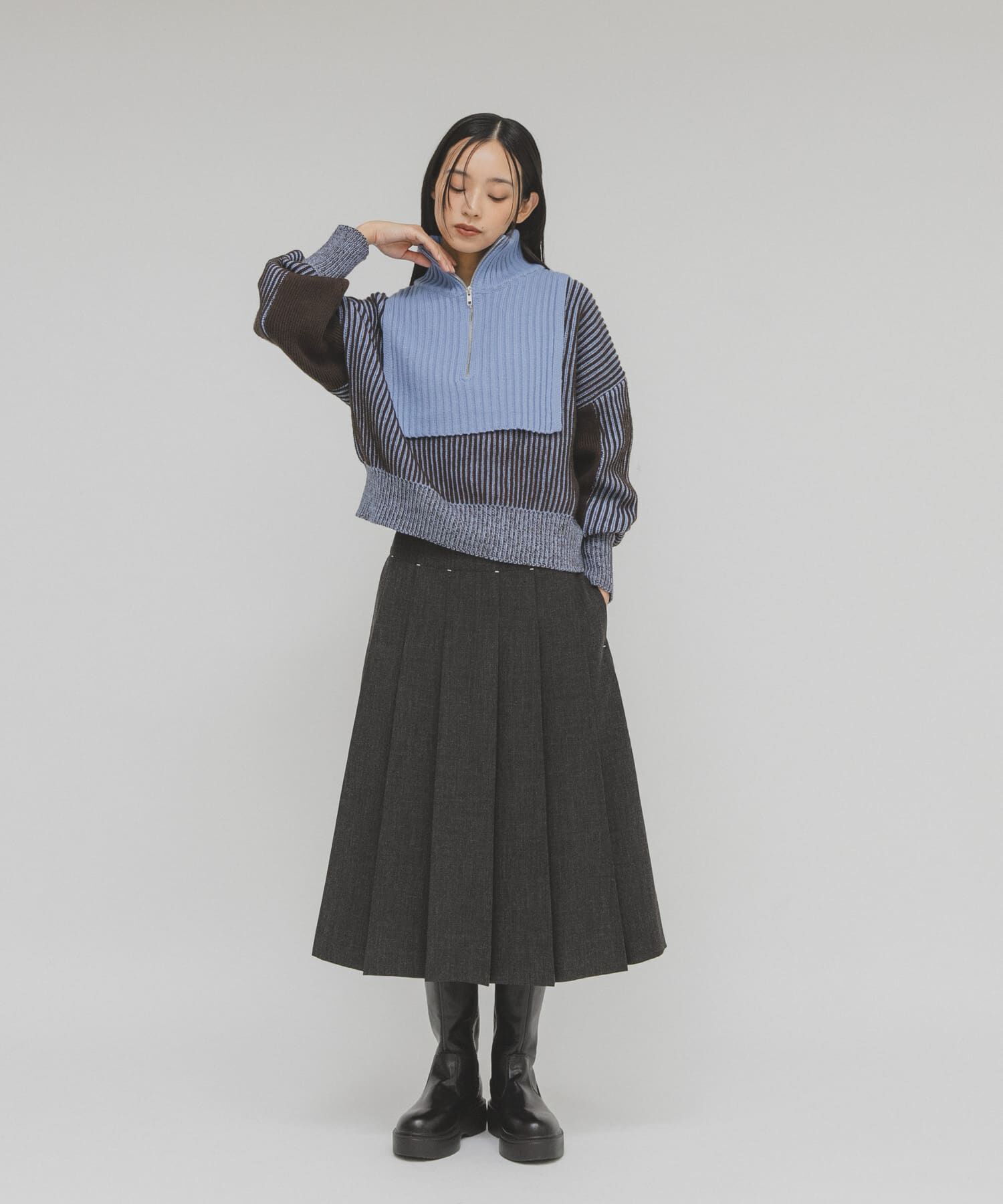  「レイヤードハーフZIPニット」|ニット・セーター|