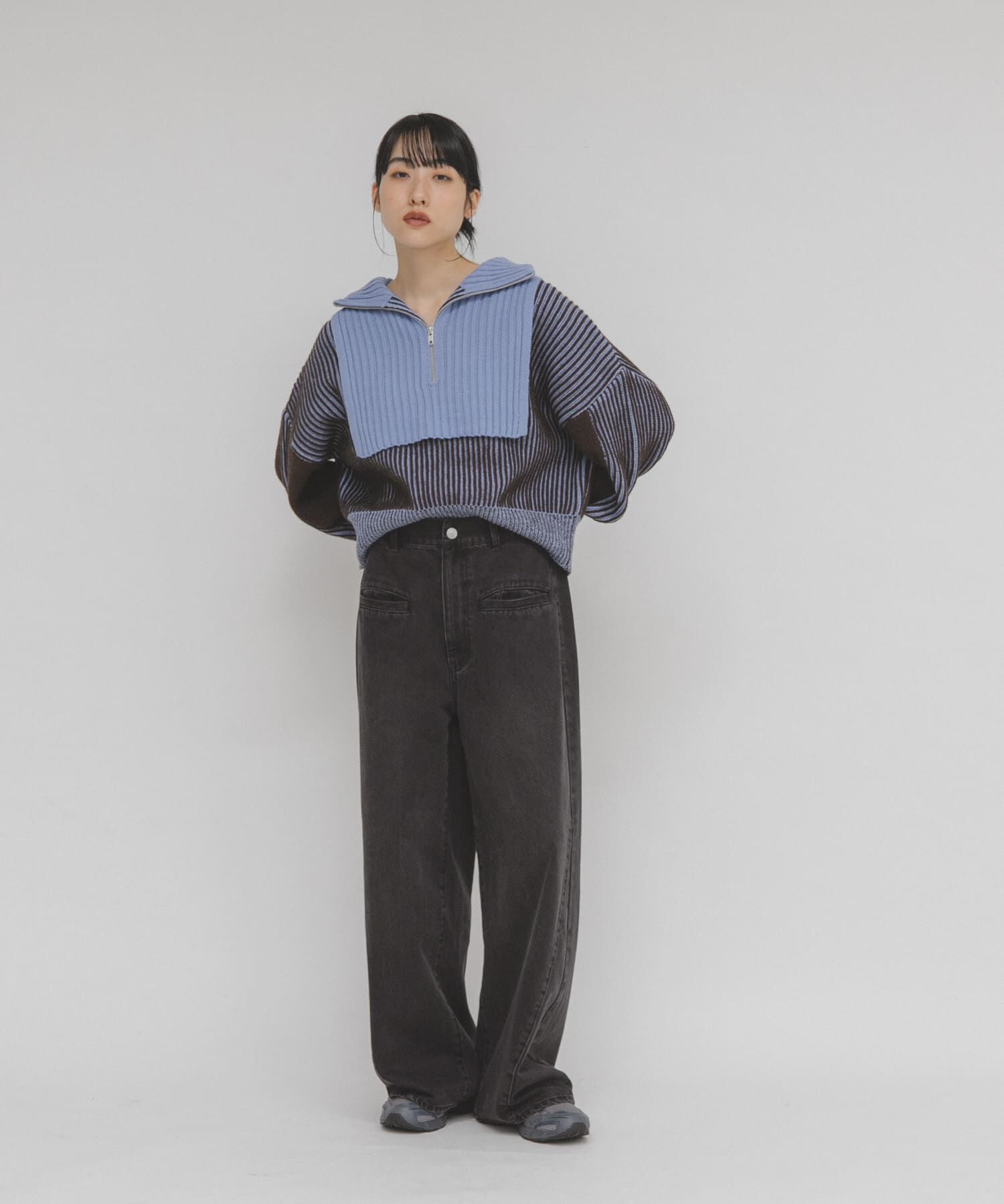  「レイヤードハーフZIPニット」|ニット・セーター|