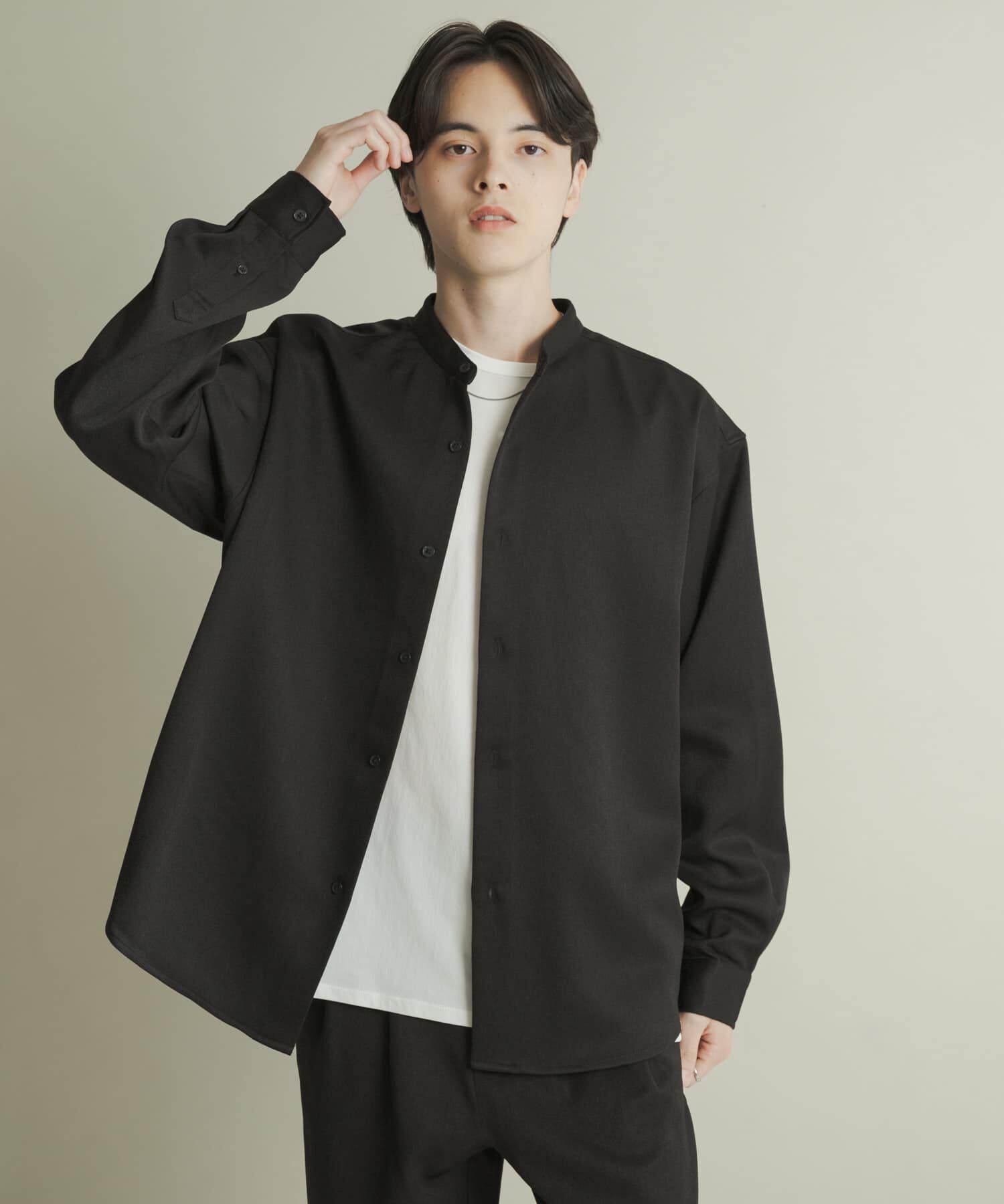 SENSE OF PLACE by URBAN RESEARCH「ウールライクバンドカラールーズシャツ」|シャツ・ブラウス|