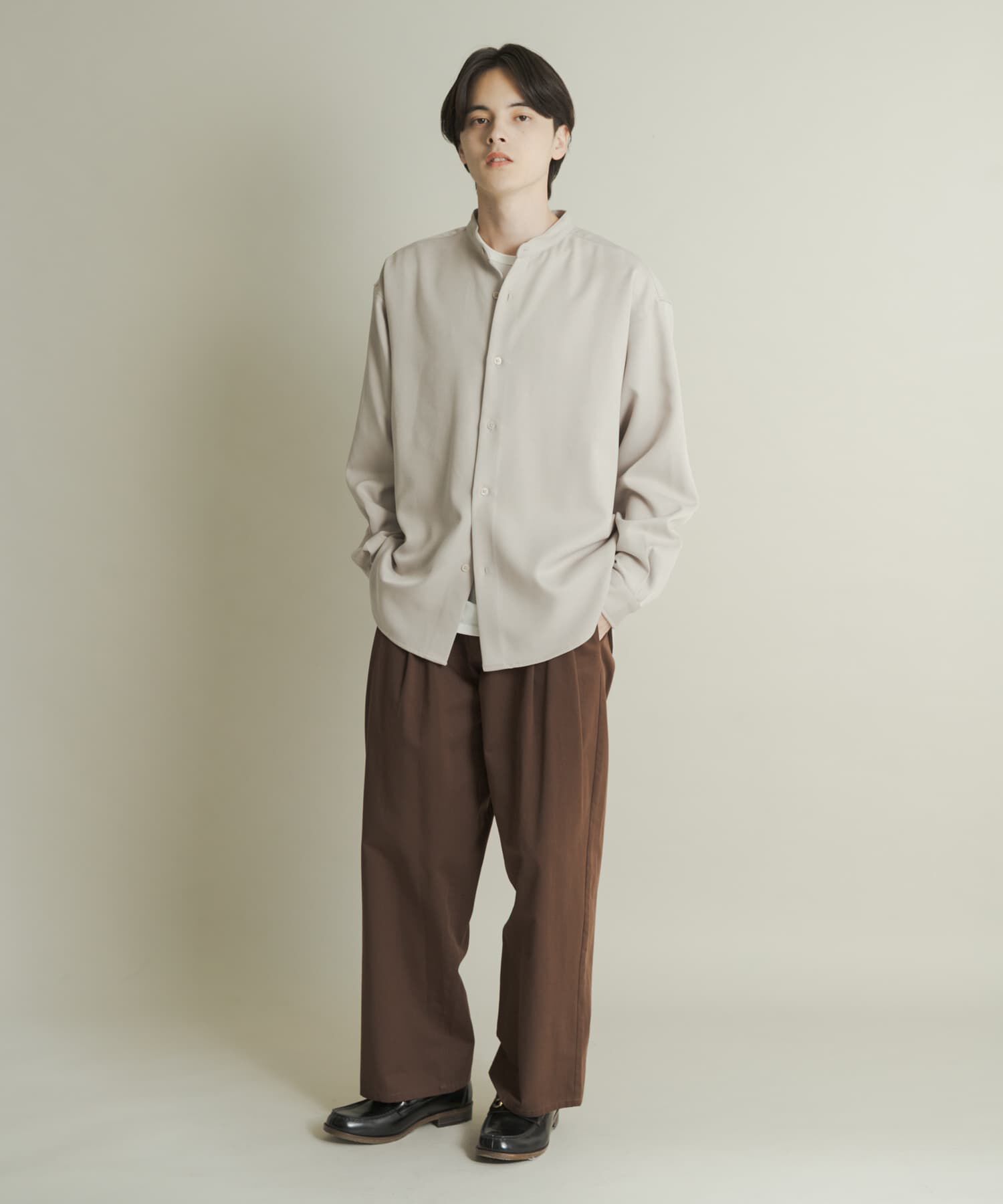 SENSE OF PLACE by URBAN RESEARCH「ウールライクバンドカラールーズシャツ」|シャツ・ブラウス|