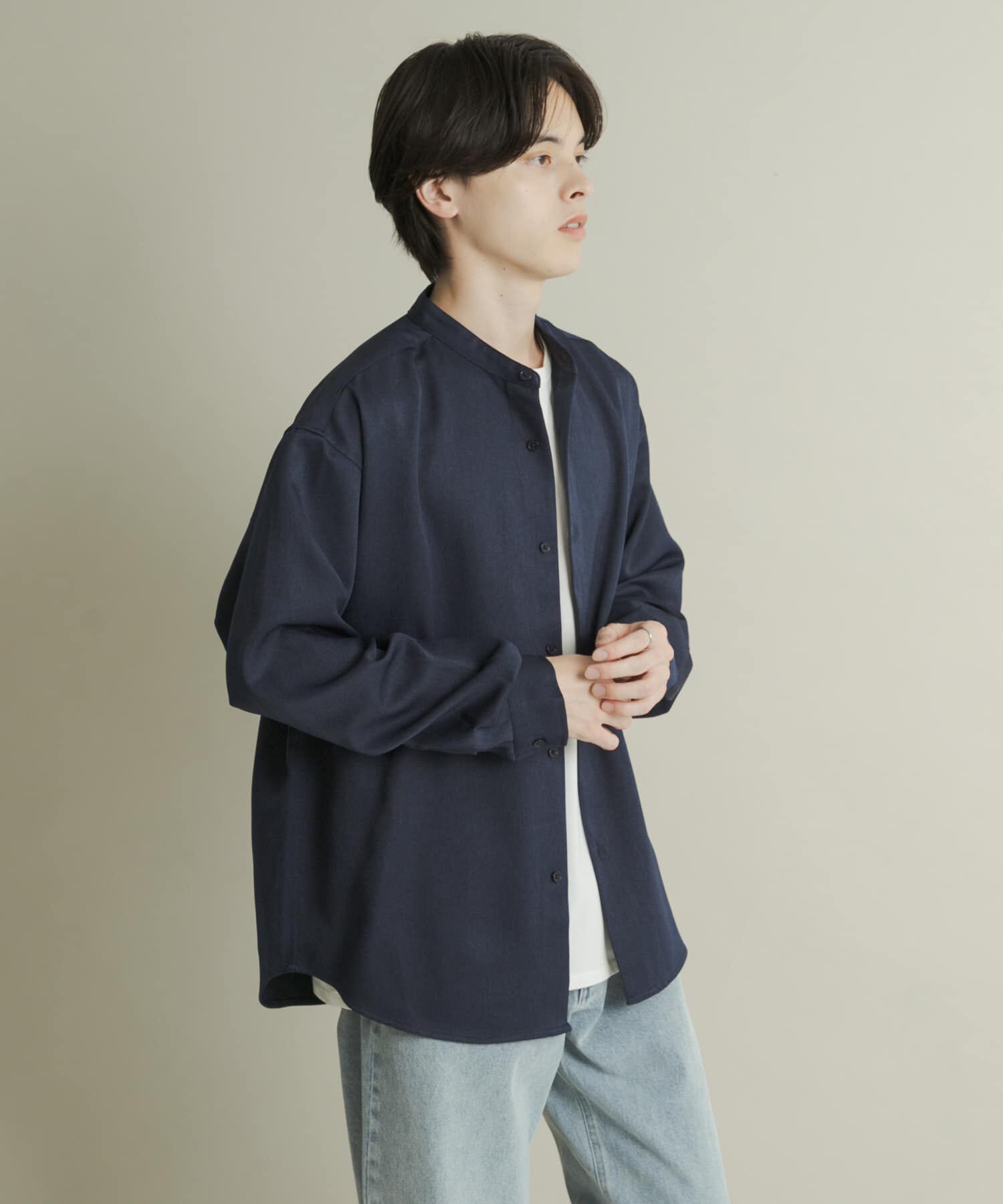 SENSE OF PLACE by URBAN RESEARCH「ウールライクバンドカラールーズシャツ」|シャツ・ブラウス|