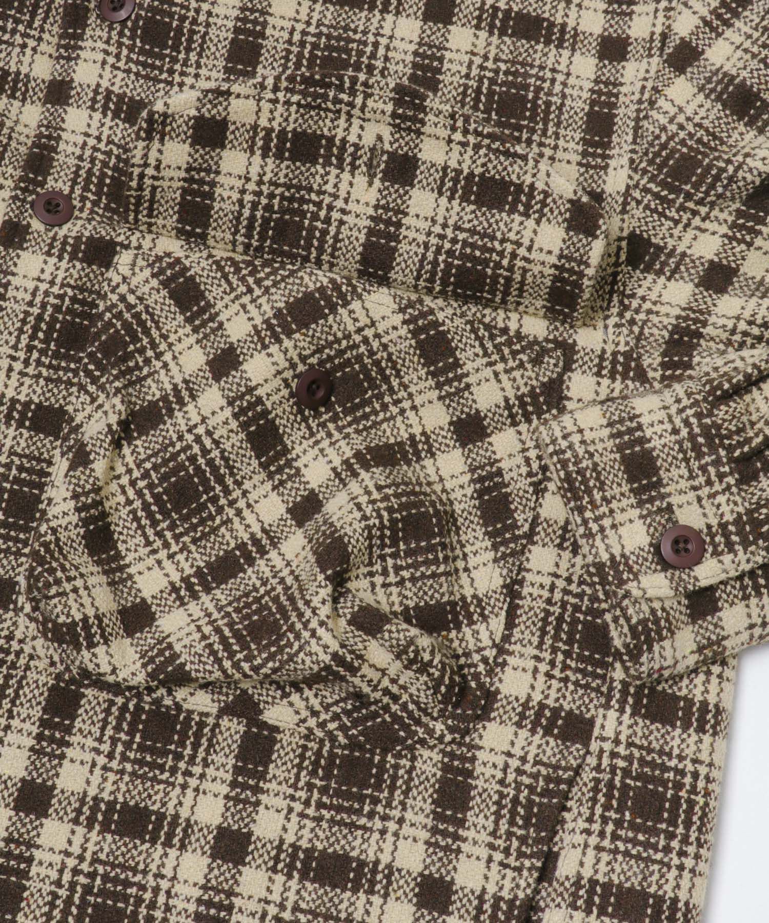 SENSE OF PLACE by URBAN RESEARCH「ヘビーネルチェックシャツジャケット」|ノーカラーコート|