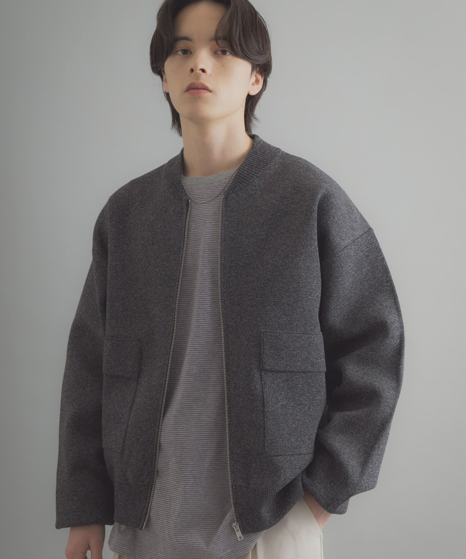 SENSE OF PLACE by URBAN RESEARCH「『洗濯可』ダブルポケットニットブルゾン」|ブルゾン・スタジャン|