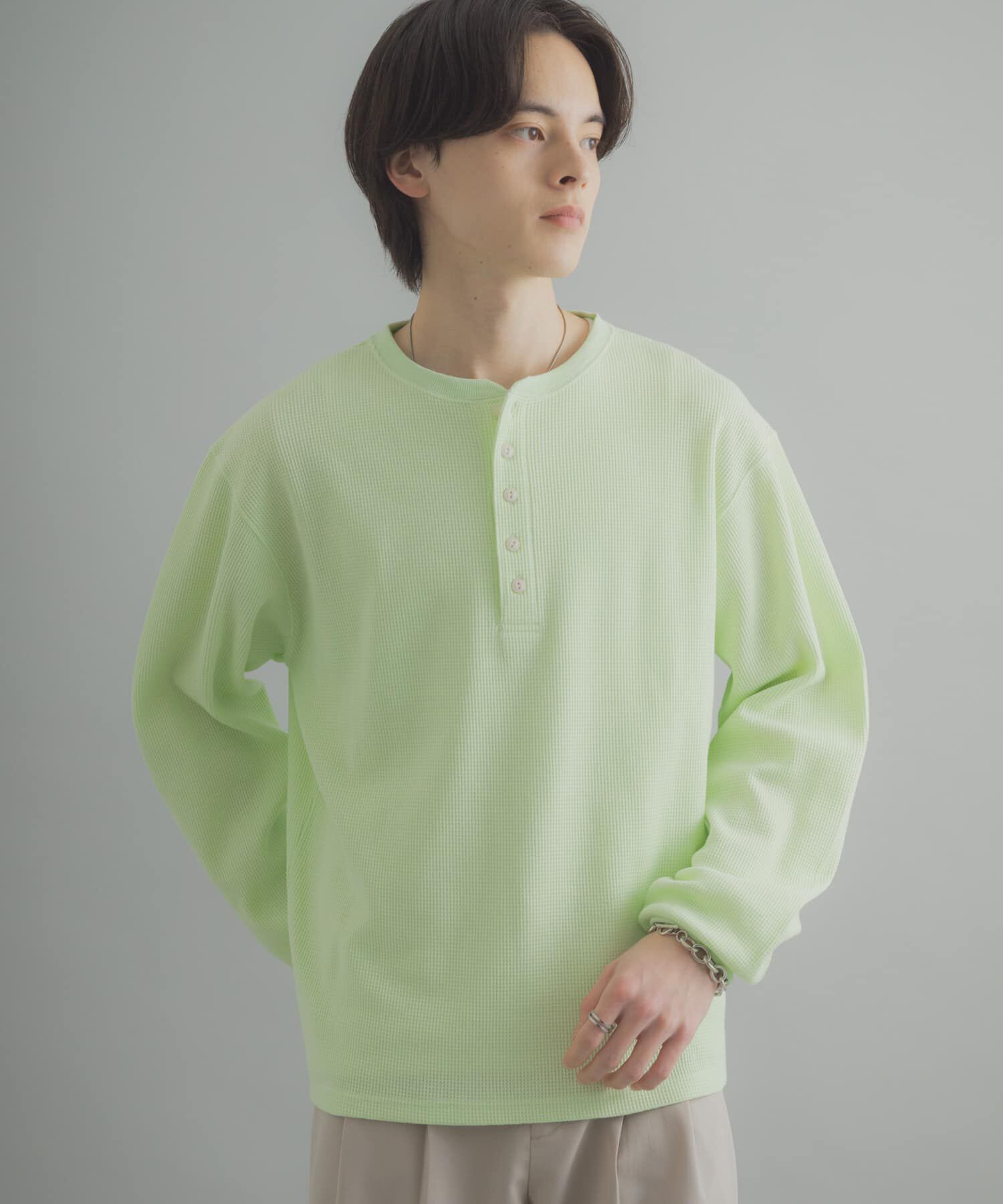 SENSE OF PLACE by URBAN RESEARCH「ワッフルヘンリーネックロングTシャツ」|Tシャツ・カットソー|