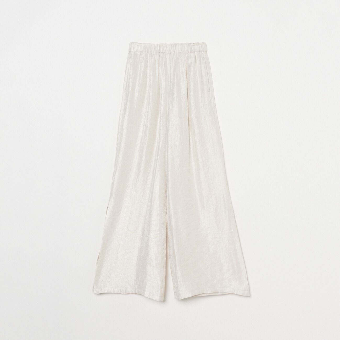 HELIOPOLE「HELIOPOLE SATIN SLIT EASY PANTS」|チノ|アイボリー