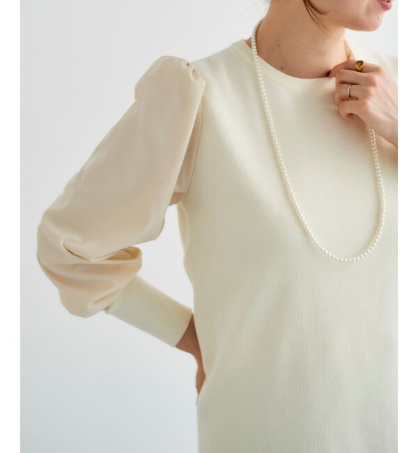 le.coeur blanc「《WEB限定アイテム》チュールワンピース＆タフタスリーブニットSET」|ワンピース|