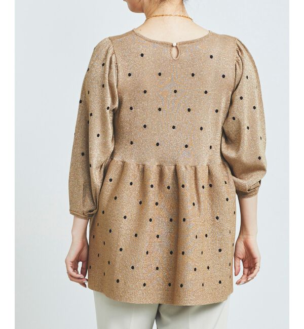 le.coeur blanc「《手洗い可能》Perle Peche ラメドット刺繍ペプラムニット」|ニット・セーター|