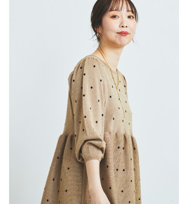 le.coeur blanc「《手洗い可能》Perle Peche ラメドット刺繍ペプラムニット」|ニット・セーター|