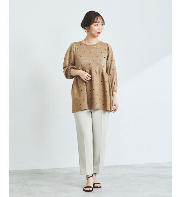 le.coeur blanc「《手洗い可能》Perle Peche ラメドット刺繍ペプラムニット」|ニット・セーター|