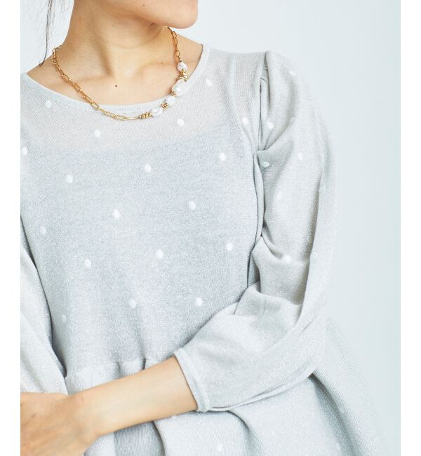 le.coeur blanc「《手洗い可能》Perle Peche ラメドット刺繍ペプラムニット」|ニット・セーター|