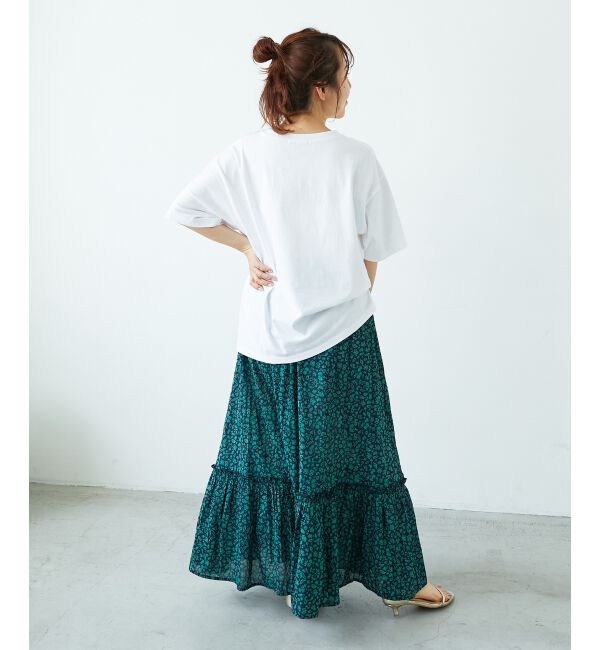 「《手洗い可能》フラワープリントティアードスカート」|スカート|