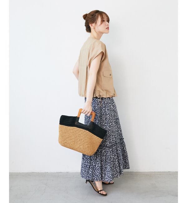  「《手洗い可能》フラワープリントティアードスカート」|スカート|