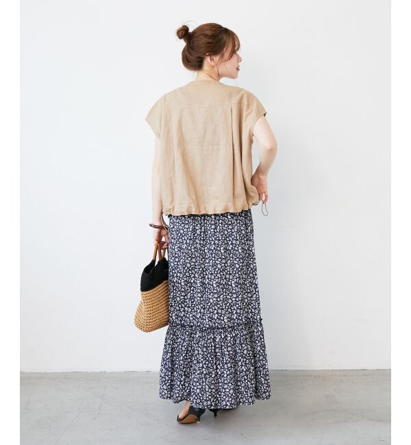  「《手洗い可能》フラワープリントティアードスカート」|スカート|