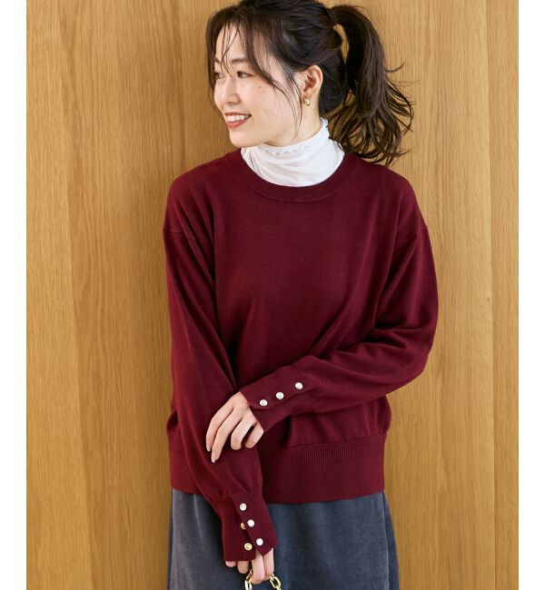  「スリーブボタンクループルオーバー」|ニット・セーター|