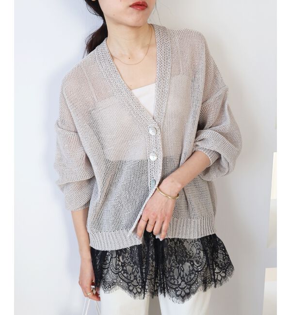  「ペーパーヤーンVネックカーディガン」|カーディガン|