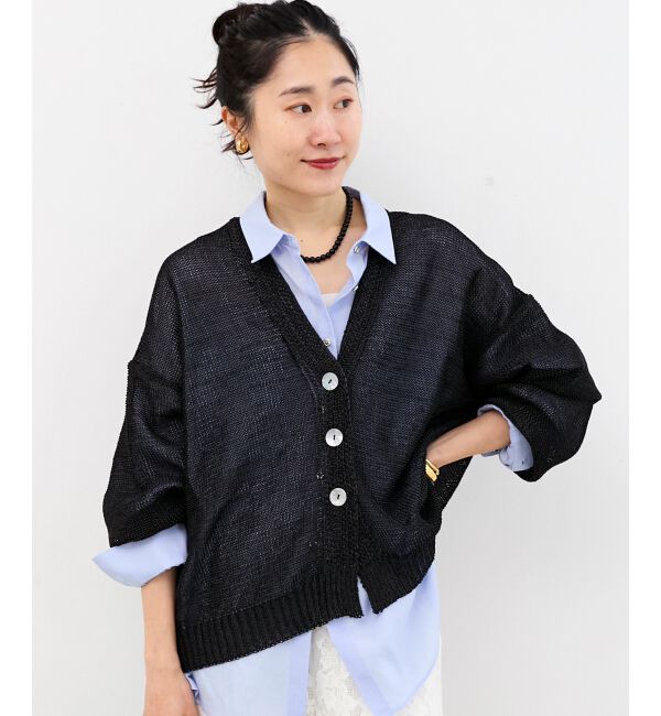  「ペーパーヤーンVネックカーディガン」|カーディガン|