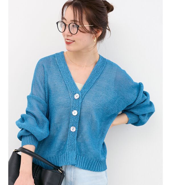  「ペーパーヤーンVネックカーディガン」|カーディガン|