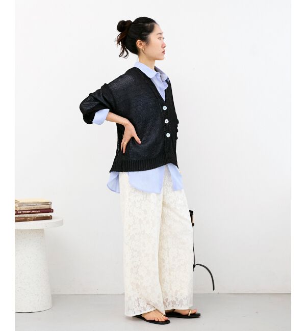  「ペーパーヤーンVネックカーディガン」|カーディガン|