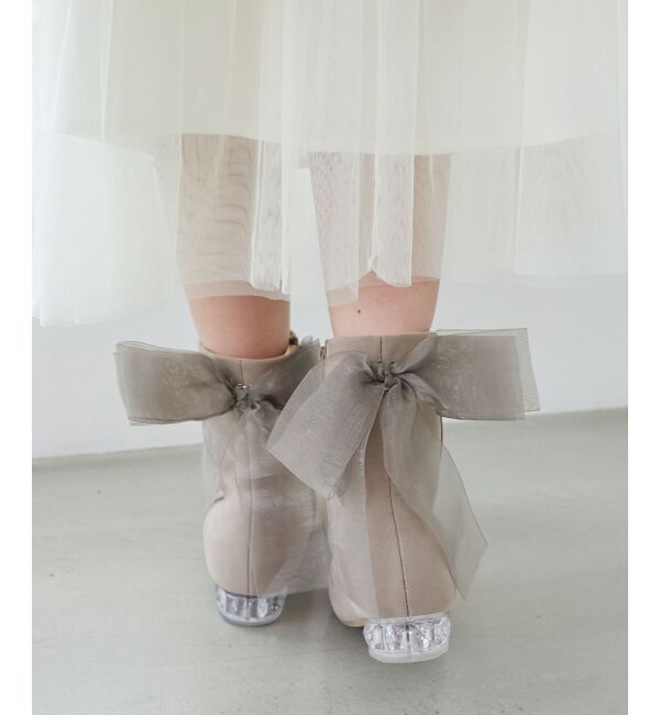  「☆ローヒール取り外しリボンブーツ」|ショートブーツ|