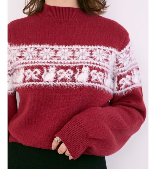  「ネコチャンジャカードトップス」|ニット・セーター|