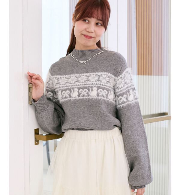  「ネコチャンジャカードトップス」|ニット・セーター|