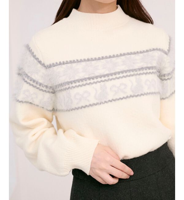  「ネコチャンジャカードトップス」|ニット・セーター|